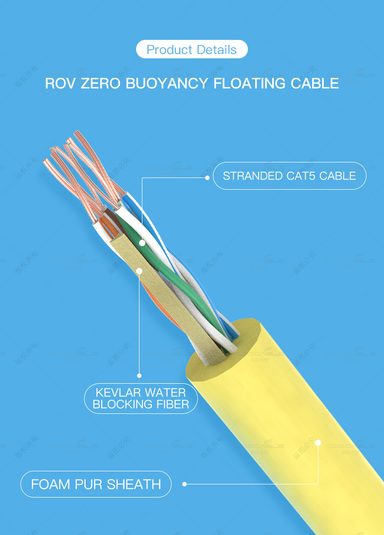 2/3 cores 4mm Zero Buoyancy Waterproof ROV Floating Cable(图2)