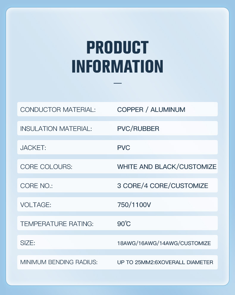 Waterproof Flexible PVC Rubber Insulated Flat Submersible Pump Cable(图8)