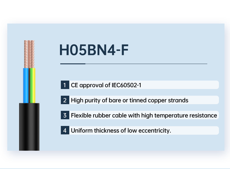 300/500v High Temperature Resistance H05BN4-F Flexible Rubber Cable (图2)