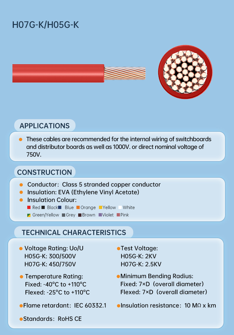 H07G-K+H05G-K  0.5 0.75 1mm2 Standard Industrial power Cables Rubber insulated Electric wires(图2)