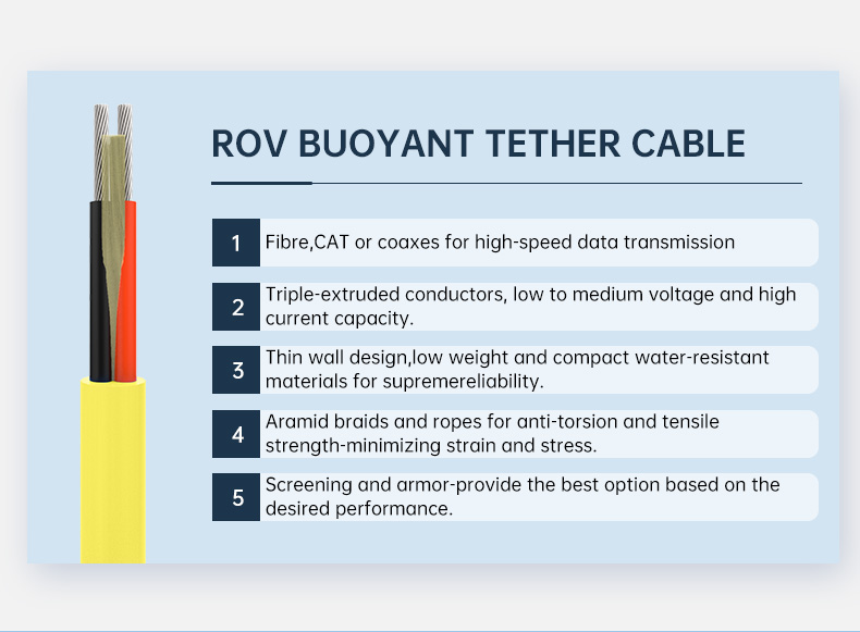2 Cores ROV Umbilical Tether Waterproof Neutral Buoyancy Cable For Small ROV Tools(图2)