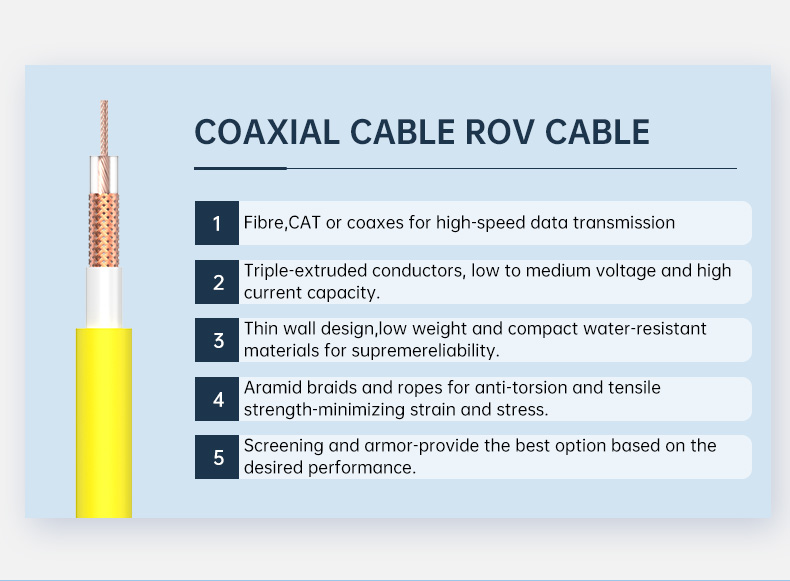 Rov Video Cable Underwater Coaxial Cable for undersea detection robot cable submarine(图2)