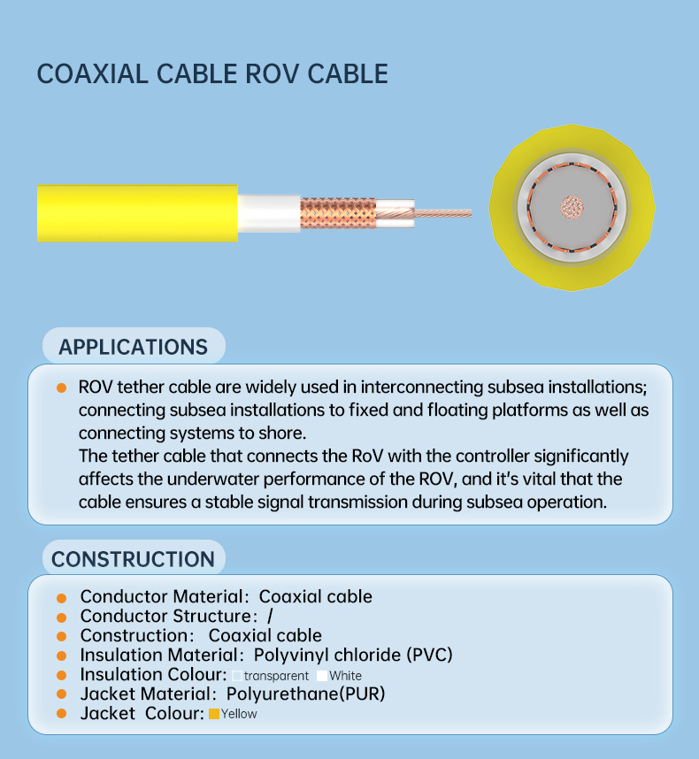 Rov Video Cable Underwater Coaxial Cable for undersea detection robot cable submarine(图3)
