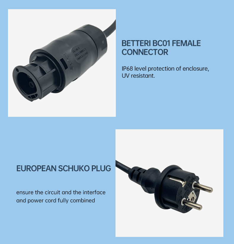 Betteri bc01 female power plug ac 3-pin ip67 power connection cable& wire Suitable for Micro Inverte(图4)