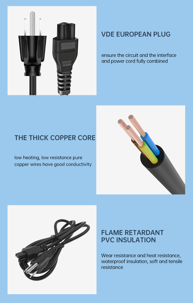 US Plug To C5 110v US Computer Power Cord IEC  3 Prong Connector(图4)