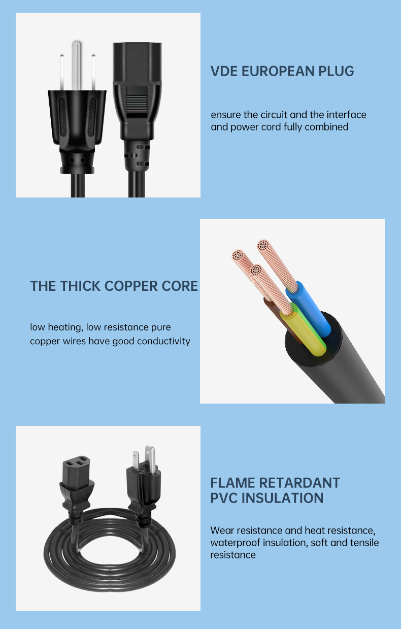 US 3-Pin NEMA 5-15P Plug To IEC 320 C13 AC Power Cord(图4)
