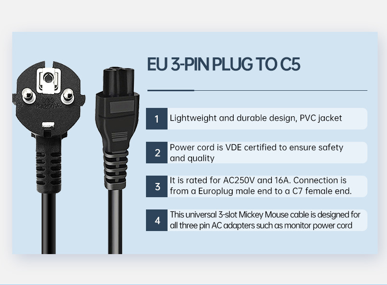 1.8M H05VV-F 3G 0.75mm² VDE Extension Power Cord(图2)