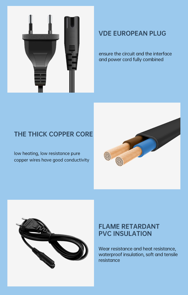 Britain Standard Fused Plug IEC C7 Power Cord 2 Pin(图4)